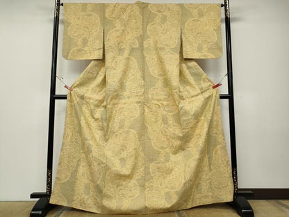 平和屋着物●本場結城紬　重要無形文化財　100亀甲　鞠花文　正絹　逸品　CABD7444ut