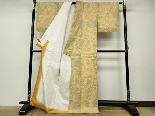 平和屋着物●本場結城紬　重要無形文化財　100亀甲　鞠花文　正絹　逸品　CABD7444ut