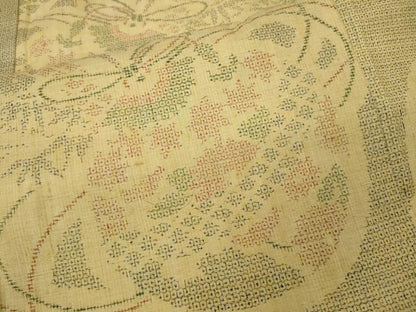 平和屋着物●本場結城紬　重要無形文化財　100亀甲　鞠花文　正絹　逸品　CABD7444ut