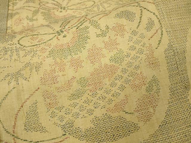 平和屋着物●本場結城紬　重要無形文化財　100亀甲　鞠花文　正絹　逸品　CABD7444ut