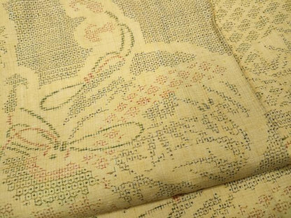 平和屋着物●本場結城紬　重要無形文化財　100亀甲　鞠花文　正絹　逸品　CABD7444ut
