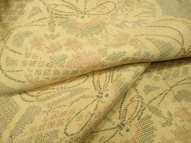 平和屋着物●本場結城紬　重要無形文化財　100亀甲　鞠花文　正絹　逸品　CABD7444ut