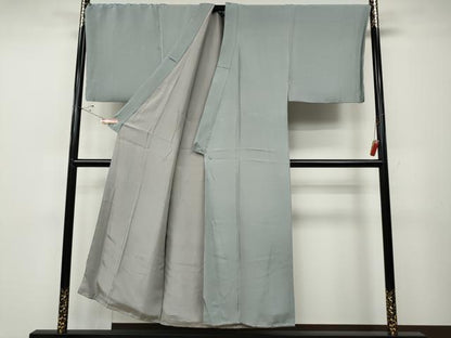 平和屋着物●男性　色無地　薄雲鼠色　正絹　逸品　CABD7445ut