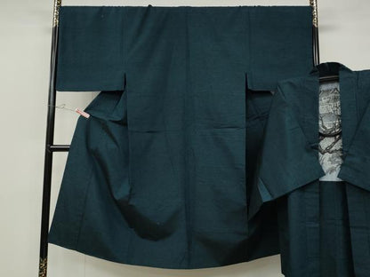 平和屋着物●男性　髭紬　アンサンブル　色無地　熨斗目花色　正絹　逸品　CABD7449ut