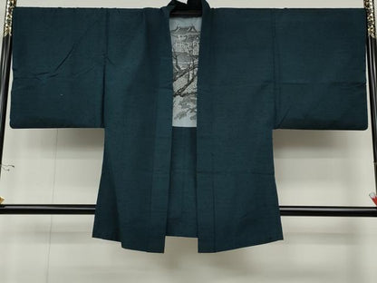 平和屋着物●男性　髭紬　アンサンブル　色無地　熨斗目花色　正絹　逸品　CABD7449ut