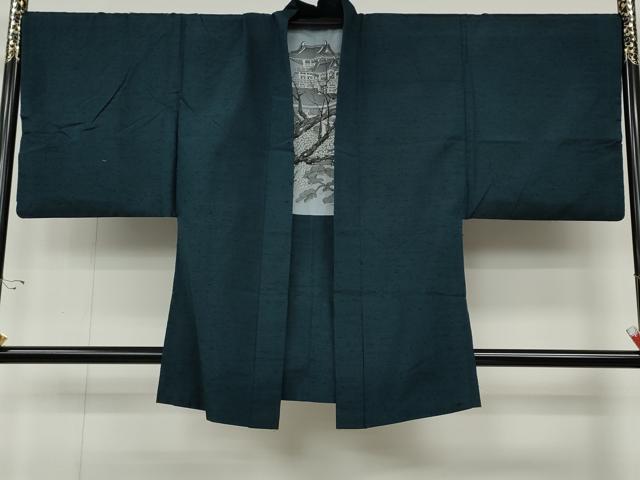平和屋着物●男性　髭紬　アンサンブル　色無地　熨斗目花色　正絹　逸品　CABD7449ut