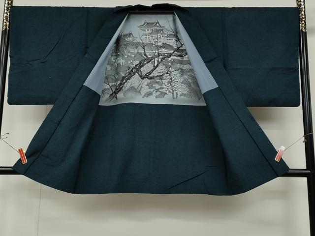 平和屋着物●男性　髭紬　アンサンブル　色無地　熨斗目花色　正絹　逸品　CABD7449ut