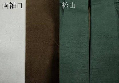 平和屋着物●男性　紬　アンサンブル　色無地　革色　大丸扱い　正絹　逸品　CABD7450ut