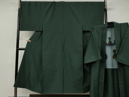 平和屋着物●男性　紬　アンサンブル　色無地　革色　大丸扱い　正絹　逸品　CABD7450ut