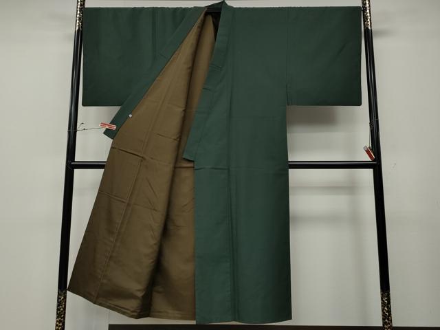 平和屋着物●男性　紬　アンサンブル　色無地　革色　大丸扱い　正絹　逸品　CABD7450ut