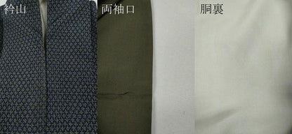平和屋着物●男性　小紋　アンサンブル　菱吉祥文　正絹　逸品　CABD7451ut