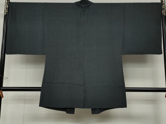 平和屋着物●男性　小紋　アンサンブル　菱吉祥文　正絹　逸品　CABD7451ut