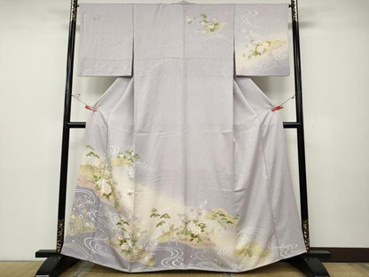 平和屋着物●訪問着　流水草花文　暈し染め　金彩　高島屋扱い　正絹　逸品　CABD7452ut