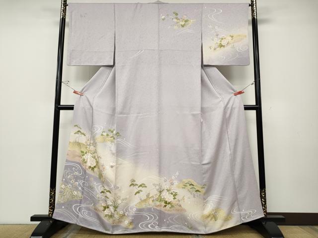 平和屋着物●訪問着　流水草花文　暈し染め　金彩　高島屋扱い　正絹　逸品　CABD7452ut