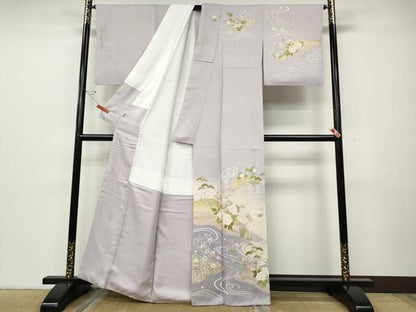 平和屋着物●訪問着　流水草花文　暈し染め　金彩　高島屋扱い　正絹　逸品　CABD7452ut