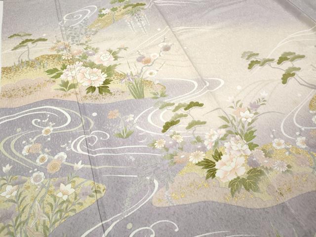平和屋着物●訪問着　流水草花文　暈し染め　金彩　高島屋扱い　正絹　逸品　CABD7452ut