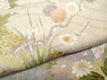 平和屋着物●訪問着　流水草花文　暈し染め　金彩　高島屋扱い　正絹　逸品　CABD7452ut