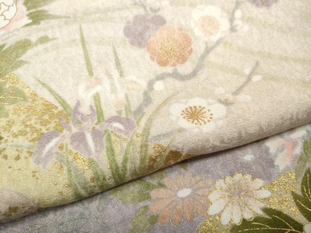 平和屋着物●訪問着　流水草花文　暈し染め　金彩　高島屋扱い　正絹　逸品　CABD7452ut