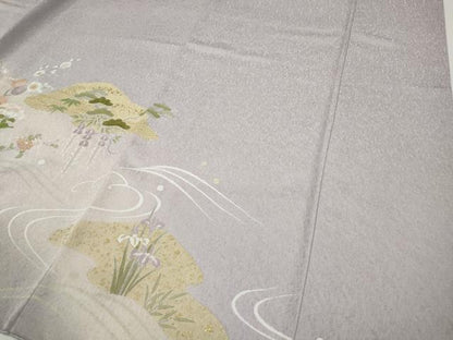 平和屋着物●訪問着　流水草花文　暈し染め　金彩　高島屋扱い　正絹　逸品　CABD7452ut