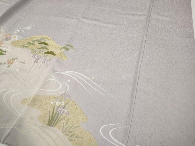 平和屋着物●訪問着　流水草花文　暈し染め　金彩　高島屋扱い　正絹　逸品　CABD7452ut