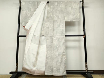 平和屋着物●本場大島紬　白大島　9マルキ　吉祥花文　正絹　逸品　CABD7453ut