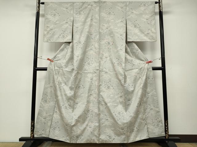 平和屋着物●本場大島紬　白大島　9マルキ　風景草木文　正絹　逸品　CABD7456ut