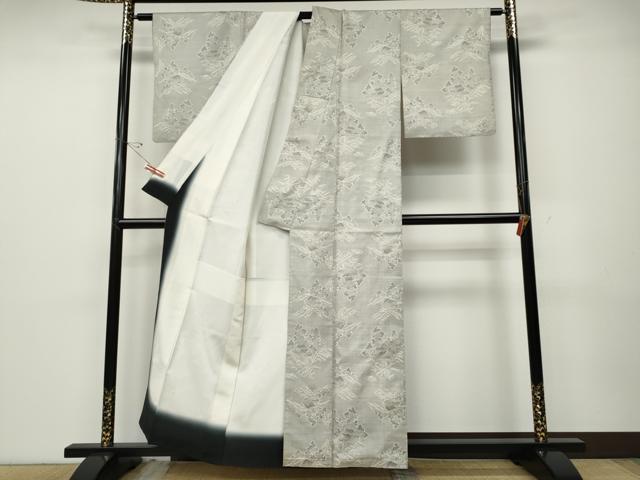 平和屋着物●本場大島紬　白大島　9マルキ　風景草木文　正絹　逸品　CABD7456ut