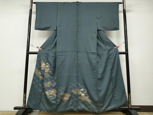 平和屋着物●訪問着　駒刺繍　宝尽くし松花文　金彩　正絹　逸品　CABD7457ut