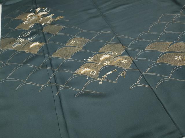平和屋着物●訪問着　駒刺繍　宝尽くし松花文　金彩　正絹　逸品　CABD7457ut