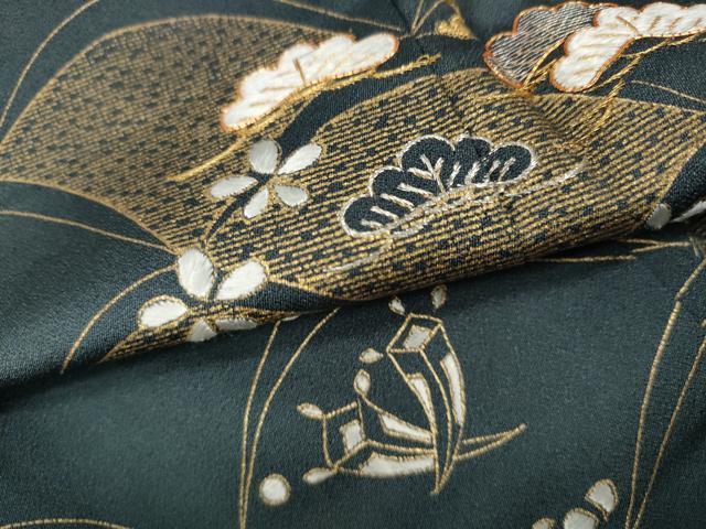 平和屋着物●訪問着　駒刺繍　宝尽くし松花文　金彩　正絹　逸品　CABD7457ut