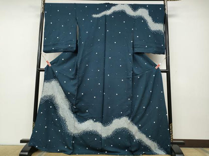 平和屋着物●訪問着　総絞り　霞文　仮絵羽　正絹　逸品　未使用　CABD7459ut