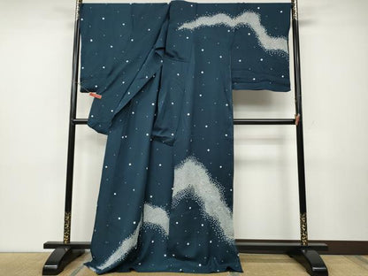 平和屋着物●訪問着　総絞り　霞文　仮絵羽　正絹　逸品　未使用　CABD7459ut