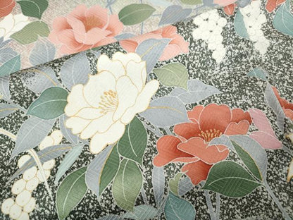 平和屋着物●訪問着　草花文　たたき染め　金彩　仮絵羽　正絹　逸品　未使用　CABD7460ut