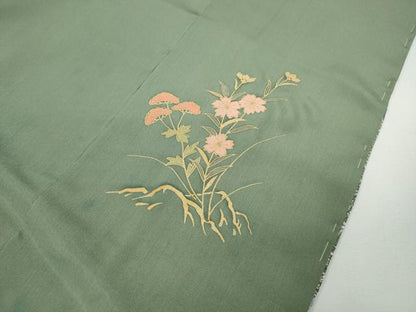 平和屋着物●訪問着　草花文　たたき染め　金彩　仮絵羽　正絹　逸品　未使用　CABD7460ut