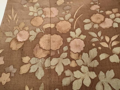 平和屋着物●訪問着　紬地　刺繍　草花文　仮絵羽　正絹　逸品　未使用　CABD7461ut