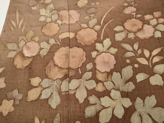 平和屋着物●訪問着　紬地　刺繍　草花文　仮絵羽　正絹　逸品　未使用　CABD7461ut