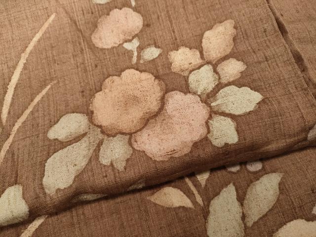 平和屋着物●訪問着　紬地　刺繍　草花文　仮絵羽　正絹　逸品　未使用　CABD7461ut