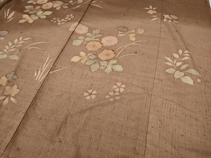 平和屋着物●訪問着　紬地　刺繍　草花文　仮絵羽　正絹　逸品　未使用　CABD7461ut