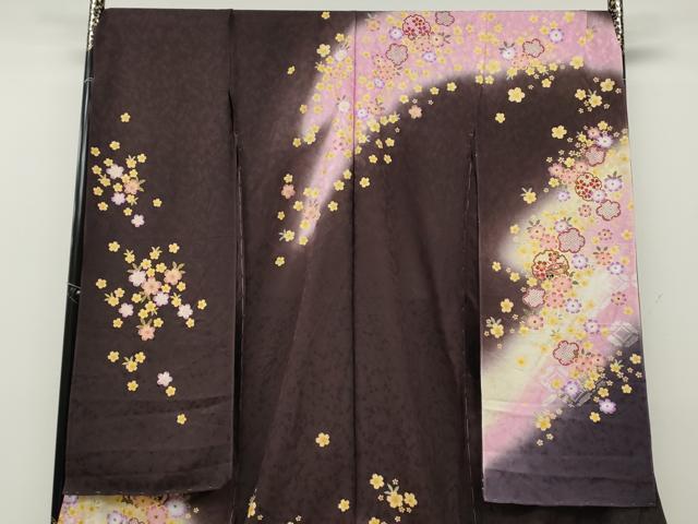 平和屋着物●豪華振袖　雪輪糸巻き舞花文　暈し染め　金彩　仮絵羽　逸品　未使用　CABD7462ut