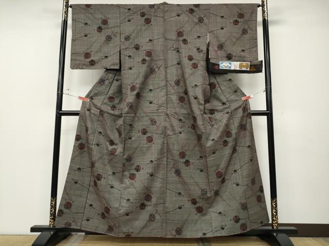 平和屋着物●本場大島紬　7マルキ　泥染め　簪花文　平田利和作　証紙付き　正絹　逸品　CABD7464ut
