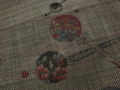 平和屋着物●本場大島紬　7マルキ　泥染め　簪花文　平田利和作　証紙付き　正絹　逸品　CABD7464ut