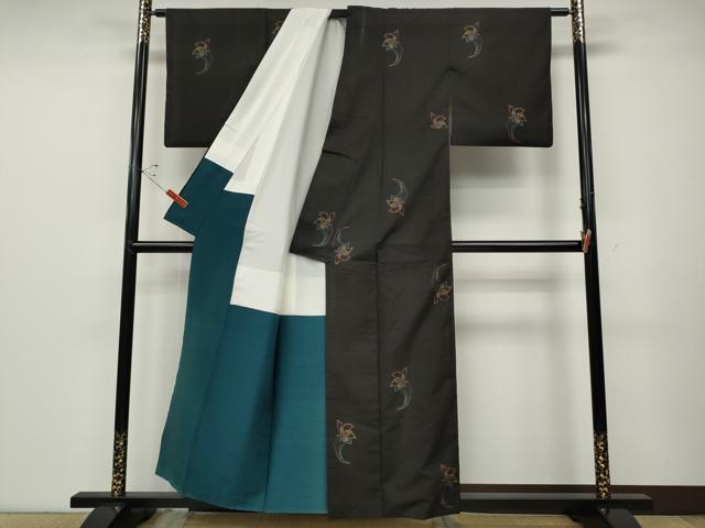 平和屋着物●本場大島紬　9マルキ　地空き　吉祥花文　正絹　逸品　CABD7465ut