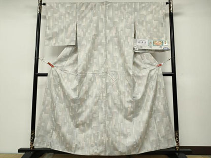 平和屋着物●本場大島紬　白大島　9マルキ　白薩摩　彩美泥　短冊重ね文　むらなか謹製　証紙付き　正絹　逸品　CABD7466ut