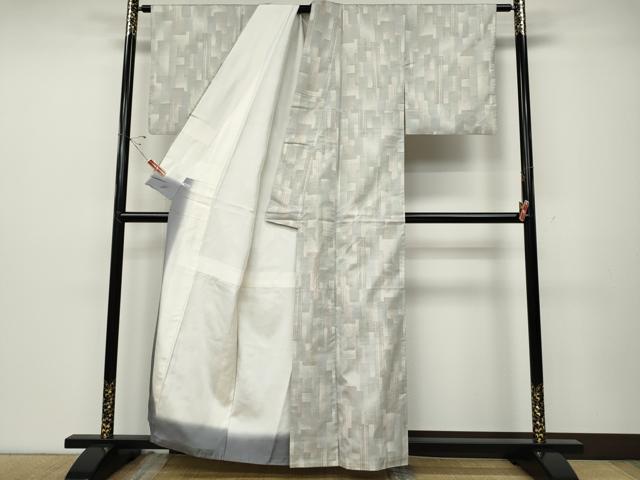 平和屋着物●本場大島紬　白大島　9マルキ　白薩摩　彩美泥　短冊重ね文　むらなか謹製　証紙付き　正絹　逸品　CABD7466ut