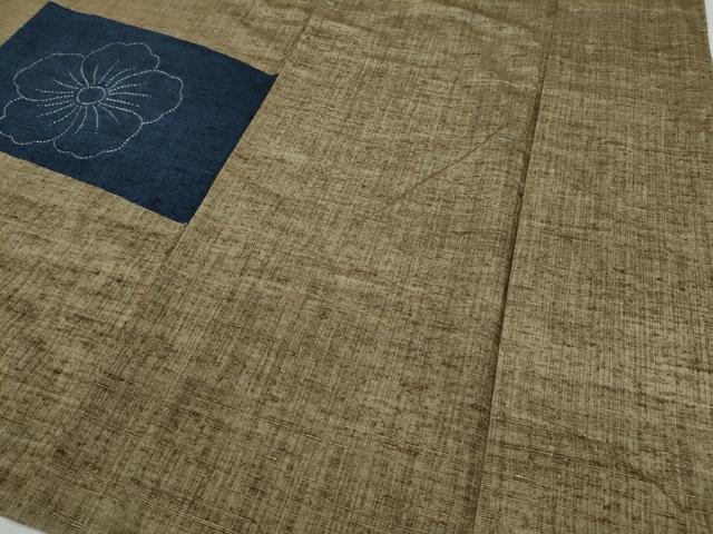 平和屋着物●色留訪問着　紬地　刺し子　切嵌　舞花文　正絹　逸品　CABD7467ut