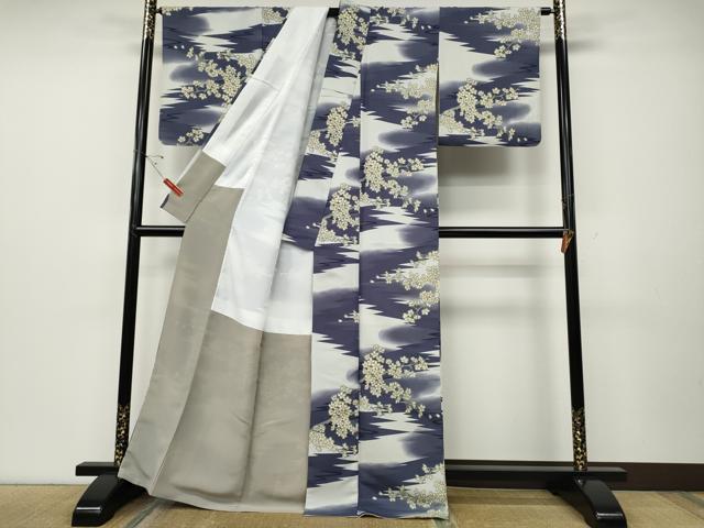 平和屋着物●小紋　霞枝桜文　洗える着物　CABD7468ut