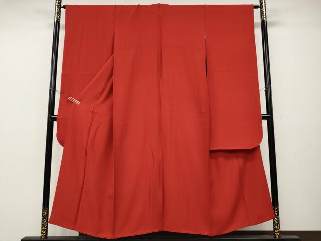 平和屋着物●豪華振袖　色無地　猩々緋色　正絹　逸品　CABD7471ut