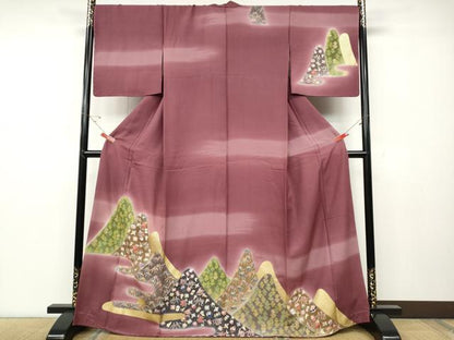 平和屋着物●訪問着　遠山宝尽くし松文　暈し染め　金彩　正絹　逸品　未使用　CABD7472ut