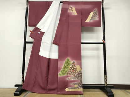 平和屋着物●訪問着　遠山宝尽くし松文　暈し染め　金彩　正絹　逸品　未使用　CABD7472ut