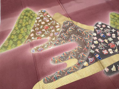 平和屋着物●訪問着　遠山宝尽くし松文　暈し染め　金彩　正絹　逸品　未使用　CABD7472ut